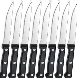 8 couteaux à steak en acier inoxydable