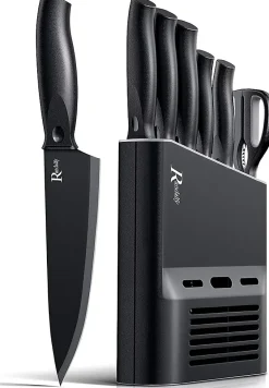 7 couteaux de cuisine a Steak, à Pain, pour Table Noir