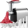 3 en 1 Hachoir à Viande Électrique Professionnel avec 3 Plaques Acier Inoxydable, 1 Kubbe et 3 tubes Remplissage Saucisses