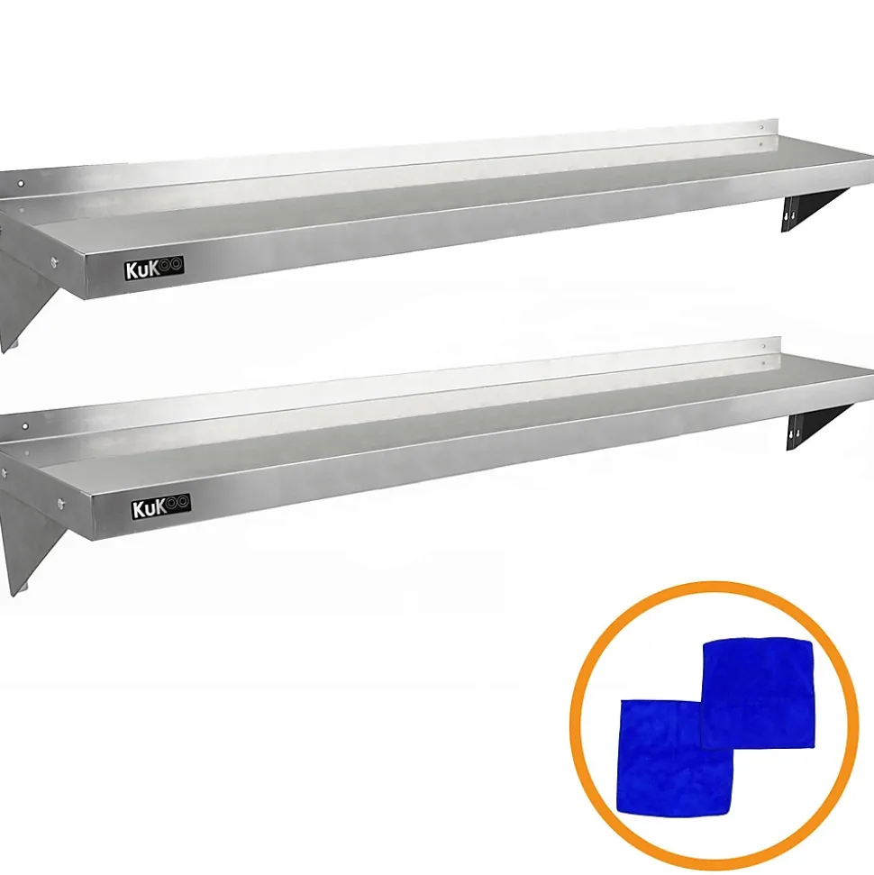 2 Etagères Murales en Inox KuKoo de 194cm x 30cm
