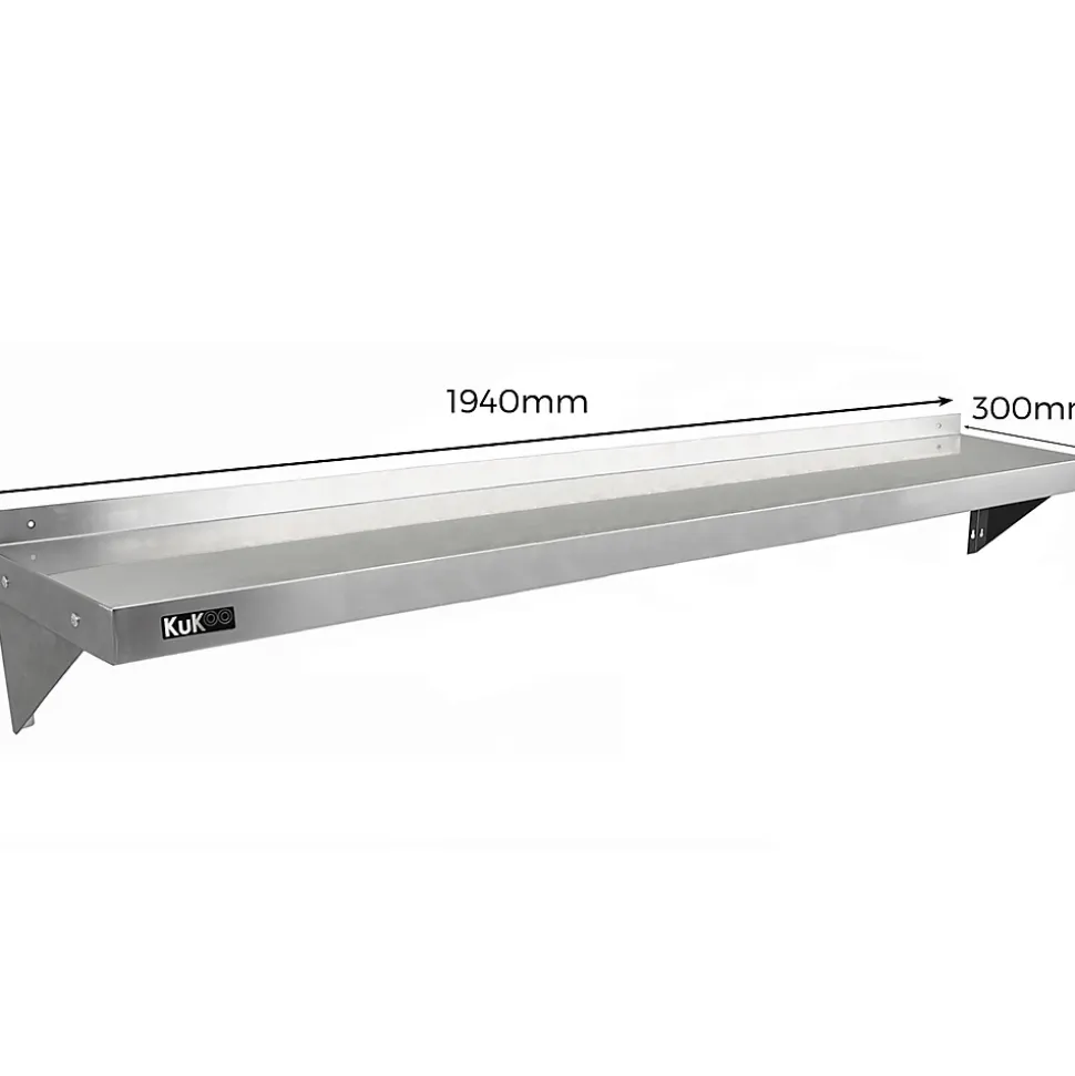 2 Etagères Murales en Inox KuKoo de 194cm x 30cm