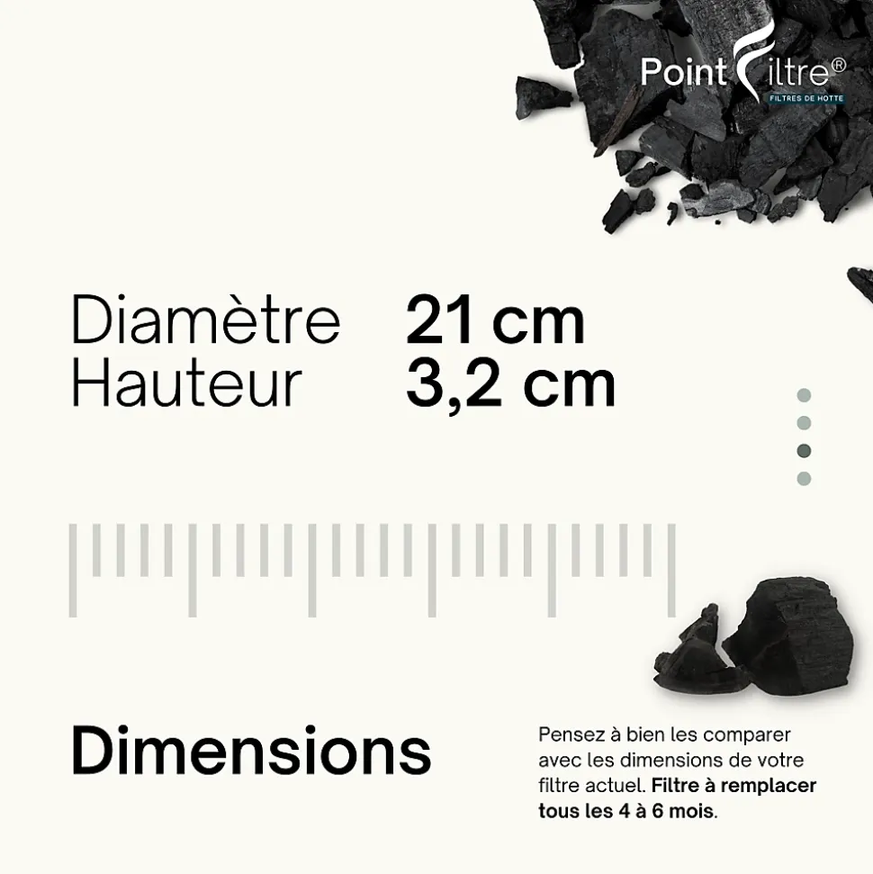 2 Filtres à Charbon pour Hotte Cooke & Lewis - 815001 - Diamètre : 210 mm