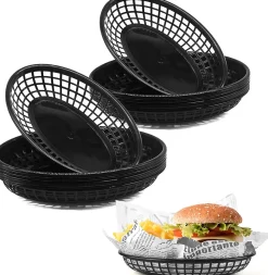 16 Paniers Alimentaires en Plastique Réutilisables noir