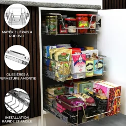 6 Paniers Coulissants KuKoo Pour Placard de Cuisine de 40cm