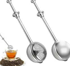 2 Passoires à Thé en Acier Inoxydable avec Poignée Télescopique