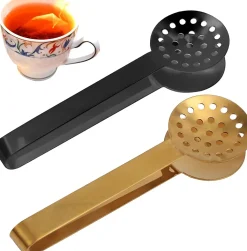 2 pièces Presse-Sachet de Thé en Acier Inoxydable Noir/Or