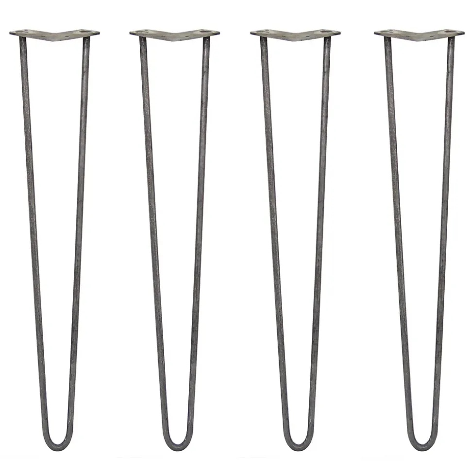 4 Pieds de Table en Epingle à Cheveux - 71cm - 2 Tiges - 12mm