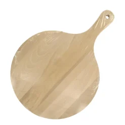 4 Planches à pizza et tarte flambée en bois 30 cm et Roulette à pizza en inox Fackelmann