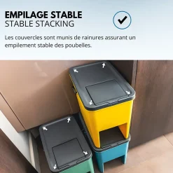 3 poubelle tri Sélectif BERGEN vert bleu jaune 3x20L