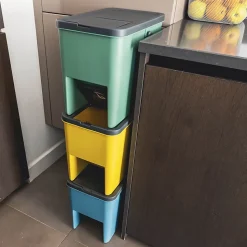 3 poubelle tri Sélectif BERGEN vert bleu jaune 3x20L