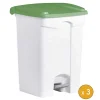 3 Poubelles à tri à pédale 45 litres pour Sac 120 litres - Vert