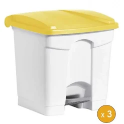 3 Poubelles à tri à pédale pour Sac 120 litres - Jaune