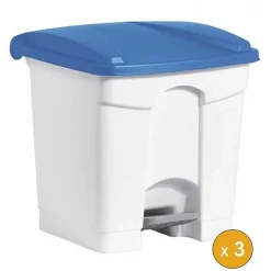3 Poubelles à tri à pédale pour Sac 120 litres - Bleu