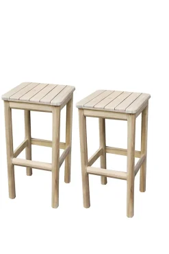 2 tabourets de bar en bois d'acacia L.35,6 x H.70 cm, GoodHome Riveo
