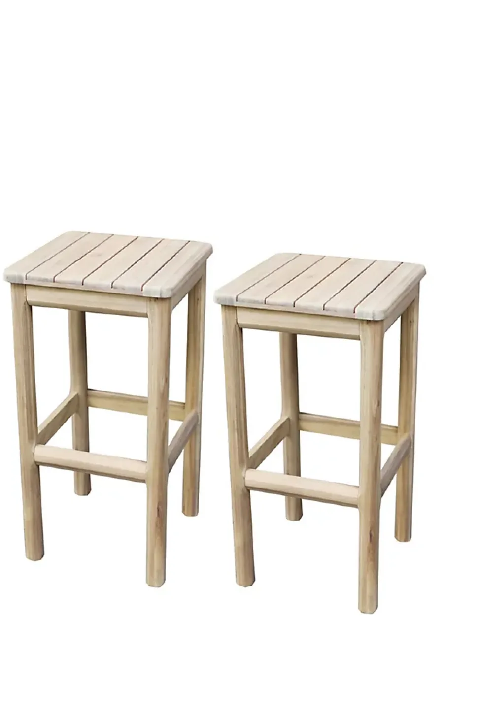 2 tabourets de bar en bois d'acacia L.35,6 x H.70 cm, GoodHome Riveo