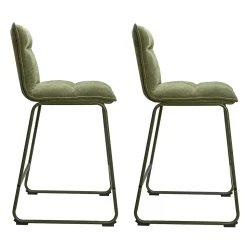 2 tabourets de bar en tissu vert kaki, Deko & Co
