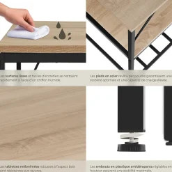 2 Étagères de cuisine Style industriel grillagées Bois clair