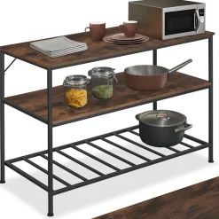 2 Étagères de cuisine Style industriel grillagées Bois foncé