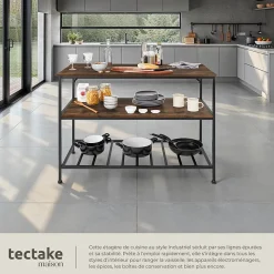 2 Étagères de cuisine Style industriel grillagées Bois foncé