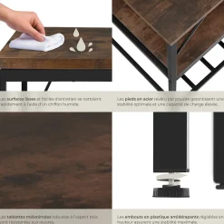 2 Étagères de cuisine Style industriel grillagées Bois foncé