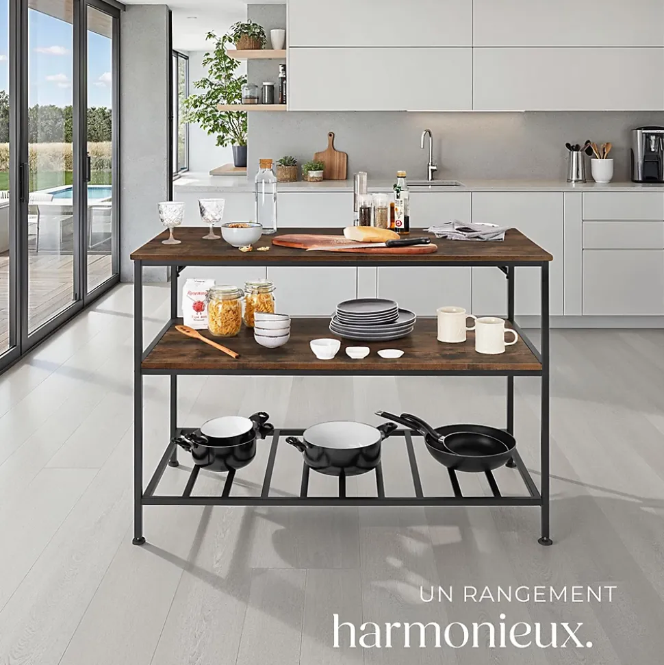 2 Étagères de cuisine Style industriel grillagées Bois foncé