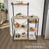 6 Étagères de cuisine style industriel et panier coulissant Bois clair