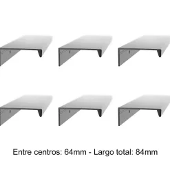 6 Un. poignées de meuble cuisine et salle de bain profil aluminium anodisé Ext. 84X8MM - - entraxe 64MM