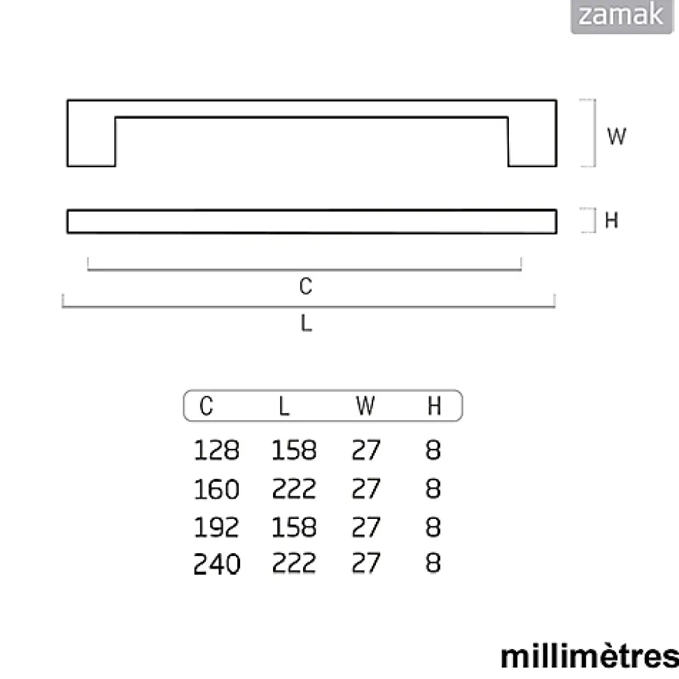 6 Un. poignées de meuble en 160MM chromé cuisine tiroir armoire