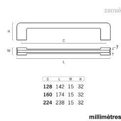 6 Un. poignées de meuble en 160MM chromé brillant cuisine porte tiroir armoire