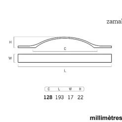 6 Un. poignées de meuble en 128MM chromé cuisine porte tiroir armoire