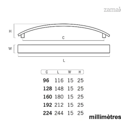 6 Un. poignées de meuble en inox mat pour armoire cuisine et tiroir - entraxe 128MM