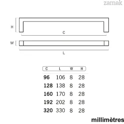 4 Un. poignées de meuble en 320MM inox mat cuisine tiroir armoire