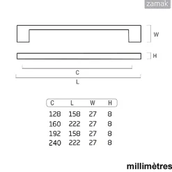 6 Un. poignées de meuble en 160MM chromé mat cuisine tiroir armoire