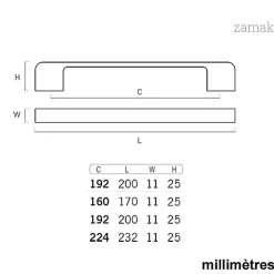 4 Un. poignées de meuble en 224MM inox mat cuisine tiroir armoire