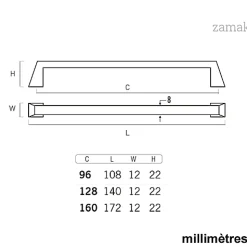 6 Un. poignées de meuble en 128MM inox mat cuisine porte tiroir armoire
