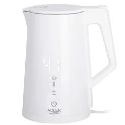 Adler AD 1345W - Bouilloire électrique Blanche avec affichage LED et régulation de température 1,7 L STRIX
