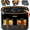 AF34 BG Friteuse à air 2400W Airfryer 3 tiroirs de 5 et 10 litres Sync Cook Sync Finish 10 modes de cuisson Sans huile Duronic