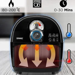 AF1 BK Friteuse à air chaud 1500W Air fryer Tiroir de 4,5 litres frire cuire rôtir griller sans matière grasse Duronic