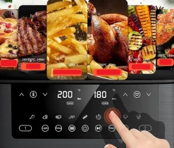 Air Fryer avec Fenêtre de Visualisation, Friteuse sans Huile avec 2 Tiroir, 9-in-1 Programmes de Cuisson, Écran Tactile