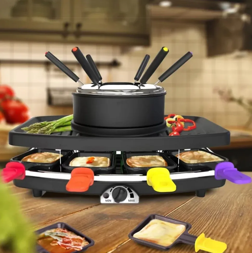 Appareil 3 en 1 - FAGOR - FG816 - 1100W - 8 poelons - 6 pics a fondue - Thermostat réglable