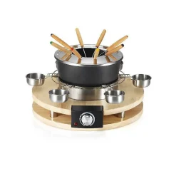 Appareil à fondue - KITCHEN CHEF - 8 personnes - 1300W - Caquelon anti-adhésif - Support en bois véritable