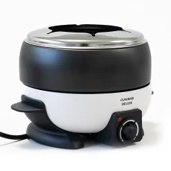 Appareil à fondue électrique 6 pers.800W Cuve 2L Anti-adhésif + 6 Fourchettes Inox Cuisinier DELUXE