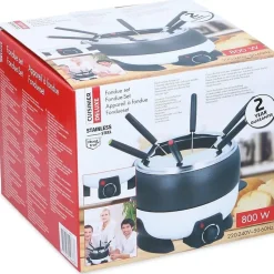 Appareil à fondue électrique 6 pers.800W Cuve 2L Anti-adhésif + 6 Fourchettes Inox Cuisinier DELUXE