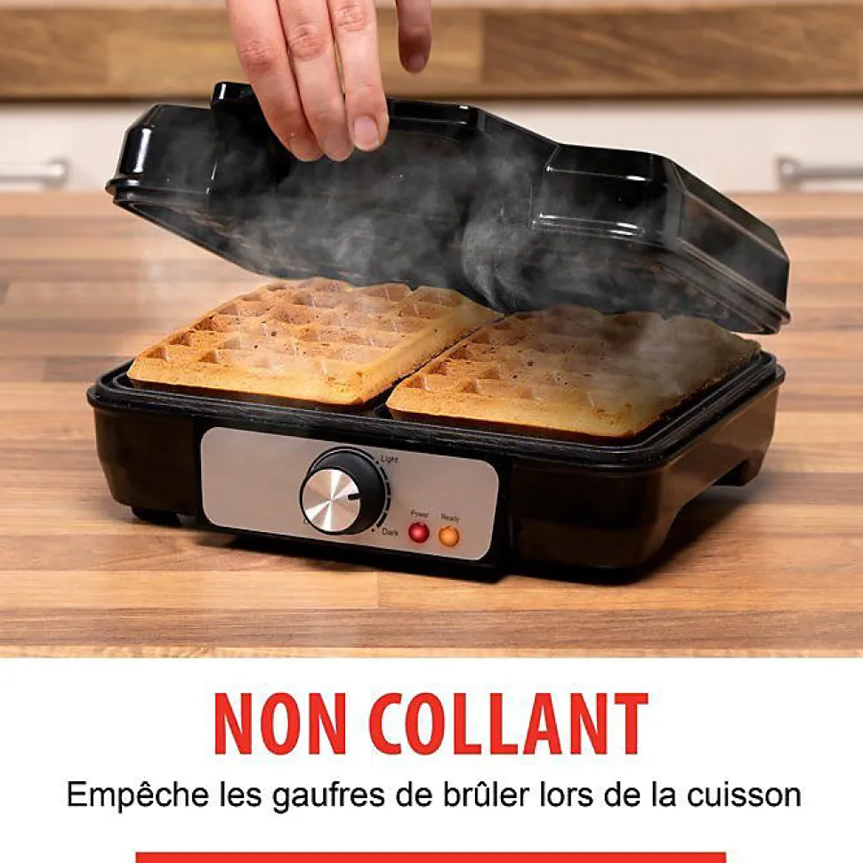 Appareil à gaufres 1000W 2 Plaques Révetement Anti-adhésif ALPINA