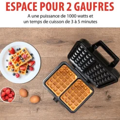 Appareil à gaufres 1000W 2 Plaques Révetement Anti-adhésif ALPINA