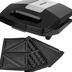 Appareil - Machine a Croque Monsieur Appareil a 3 en 1 - SENCOR - SSM 9410SS - 700 W - 3 plaques - Boîtier CoolTouch - Argent