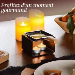 Appareil à raclette à la bougie en métal, spatule et bougies incluses - 1 personne - Linxor