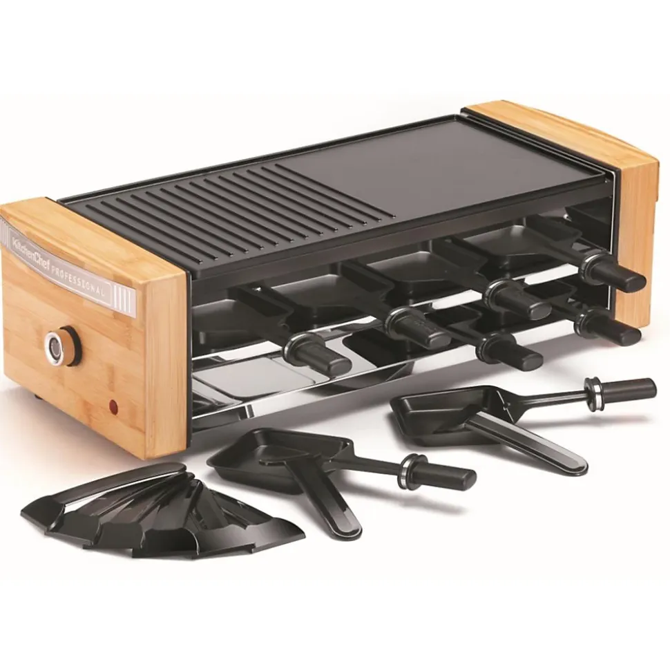 Appareil à raclette 8 personnes 1200w Kitchen Chef KC.WOODLUX8