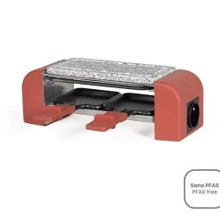 Appareil à raclette 2 personnes connectable DOC310R, 450W, Pierre naturelle, Rouge