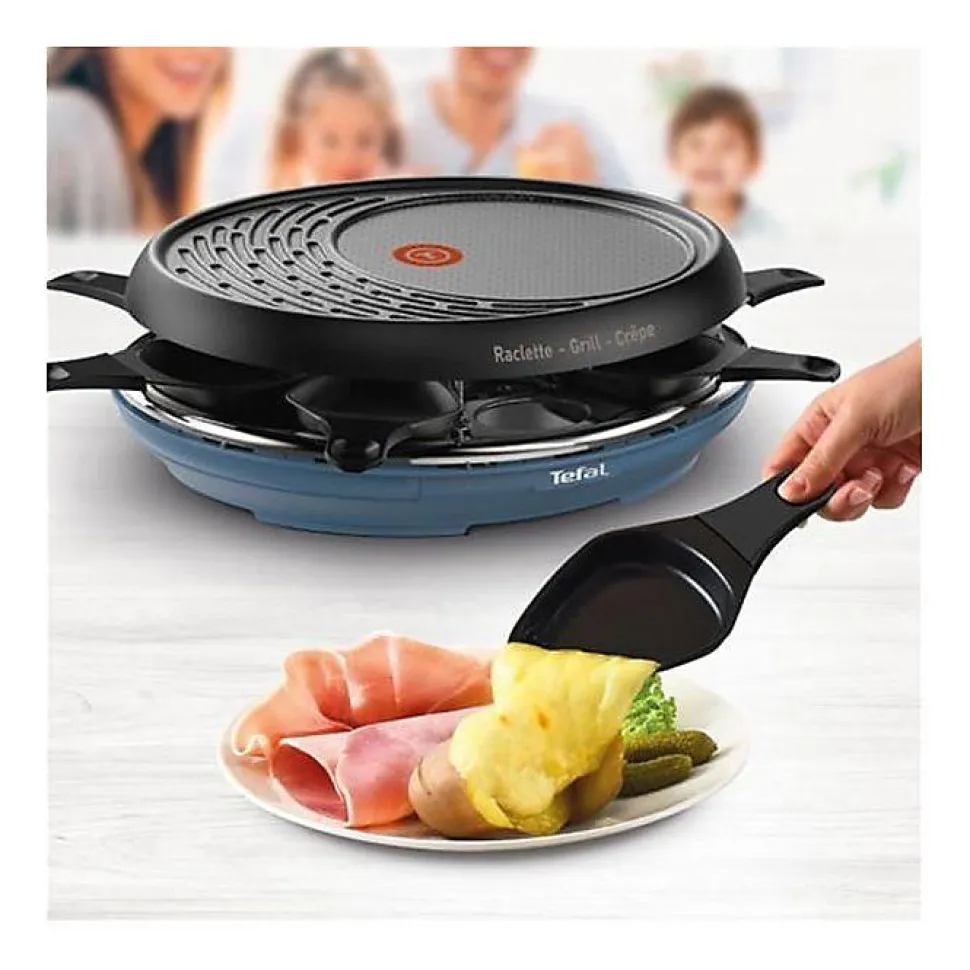 Appareil à raclette 3-en-1 - TEFAL - Colormania - 8 personnes - 1050 W - Bleu acier